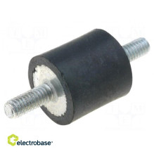 Vibration damper, M4, Ø: 15 mm, rubber, L:10mm, Thread length: 10 mm
