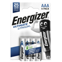 R03 / AAA 1,5 V „Energizer Ultimate Lithium“ ličio L92 baterijos, pakuotėje po 4 vnt.