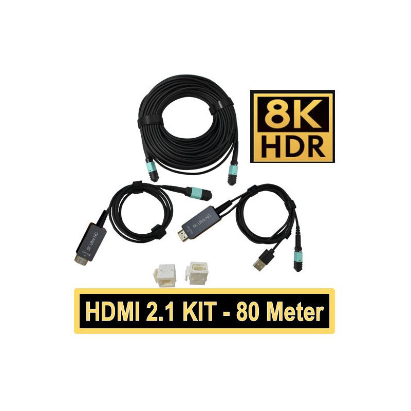 Profesionalus optinis dvikryptis kabelis HDMI 2.1 AOC, 8K@60, 4K@120, 80 m ilgio