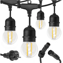 Garden light string E27, IP44, 10 meters, black