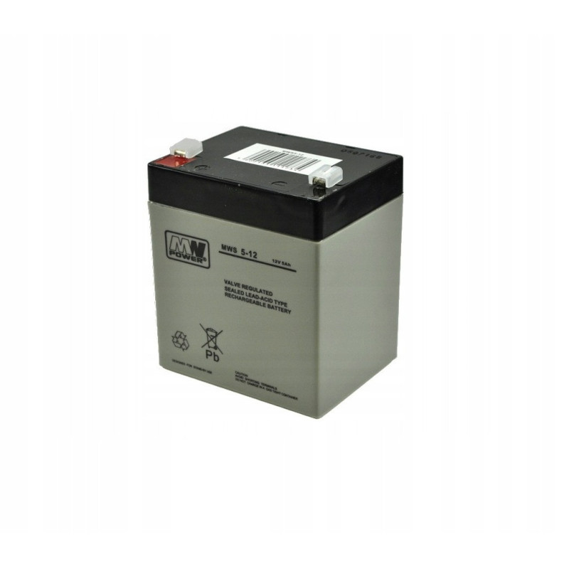 12 V 5 Ah T2 akumuliatorius :: AGM :: 12 voltų, 5 ampervalandės (Ah) :: Gnybto tipas T2 (6,35 mm)