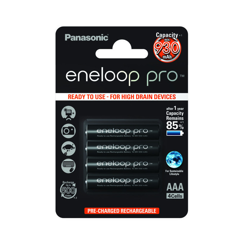 Batteries R03 / AAA 1.2V Eneloop Pro Ni-MH BK-4HCDE / 4BE in a pack of 4 pcs.