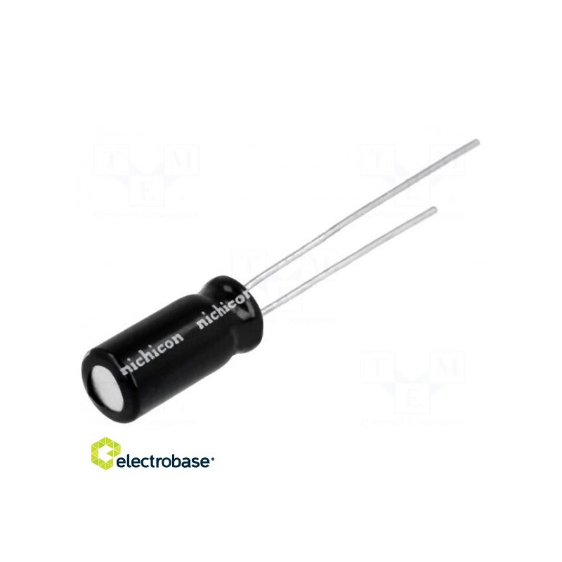 Kondensatorius: elektrolitinis, bipolinis, THT, 10uF, 50VDC, Ø6.3x11mm, ±20%