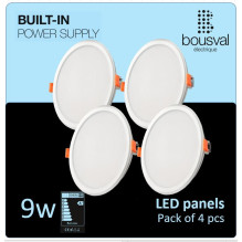 Set of 4 round LED panel 9W 4000K 116x36mm with built-in control unit