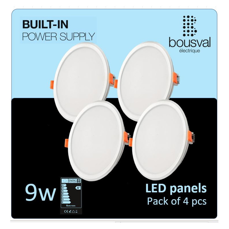 Set of 4 round LED panel 9W 4000K 116x36mm with built-in control unit