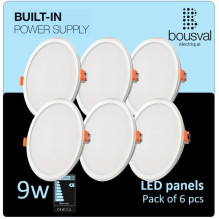 Set of 6 round LED panel 9W...
