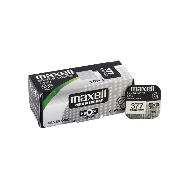 377 baterijos 1,55 V „Maxell“ sidabro oksido SR626SW, pakuotėje po 1 vnt.