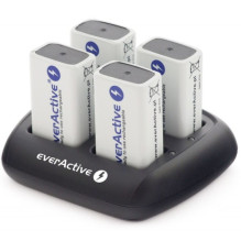 NC-109 charger for 4x 9V Ni-MH batteries (6F22), microprocessor control, four sockets
