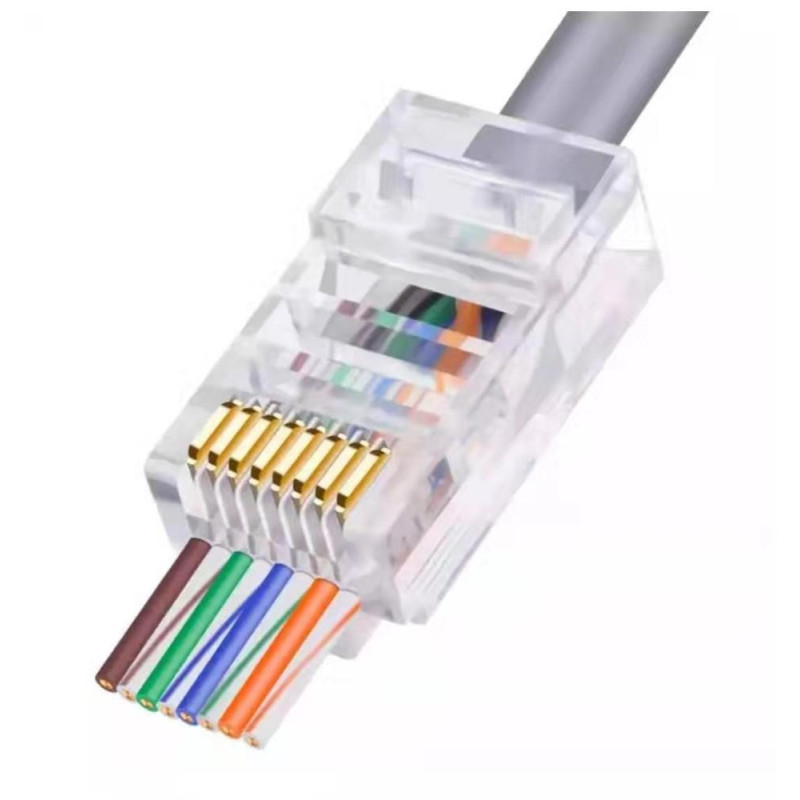 Jungtis EZ RJ45 (EZ-RJ45 ir „Easy“ tipo), skirta CAT5 LAN kabeliui, pralaidi