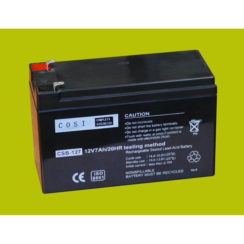 12 V 7 Ah akumuliatorius :: AGM : VRLA :: 12 voltų, 7 ampervalandės (Ah) :: Gnybto tipas T1 (4,75 mm)