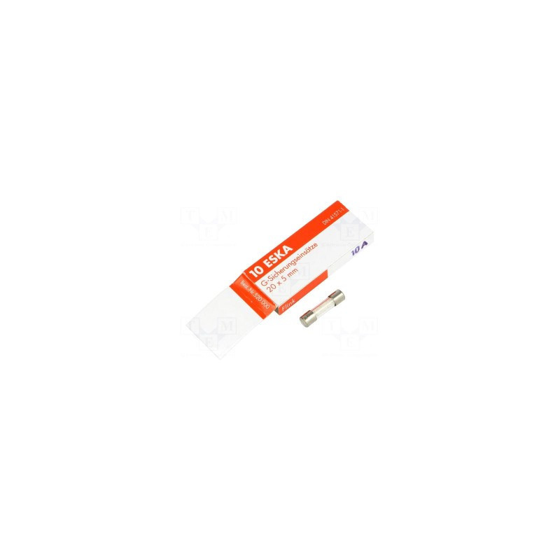 Fuse: fuse, fast blow, 10A, 250VAC, cylindrical, glass, 5x20 mm