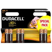 AA (LR6) 1,5 V „Duracell BASIC“ serijos šarminės MN1500 baterijos, pakuotėje po 6 vnt.