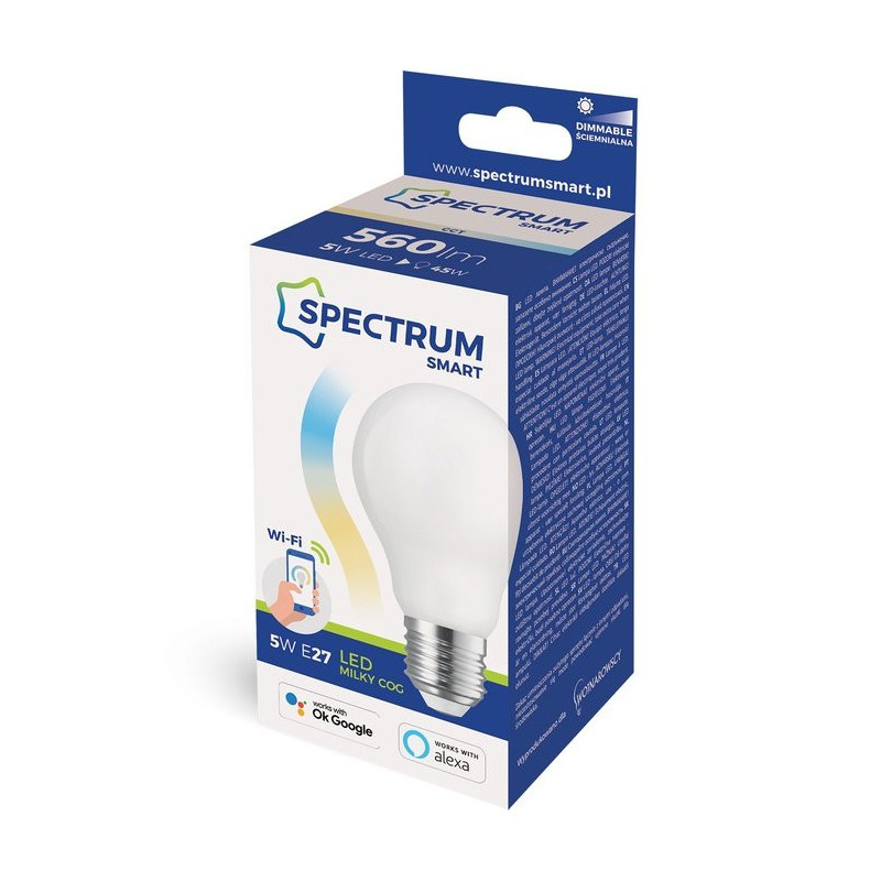 Spectrum LED Bulb, E27, WIFI 2.4GHZ, 5W, 560LM, Dimmable, 2700K-6900K, 220-240V