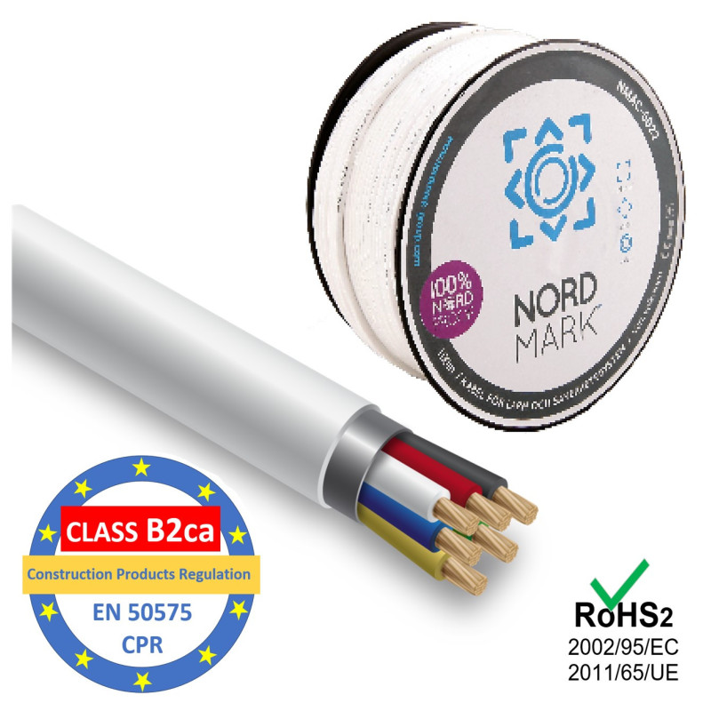 Cable for security and alarm systems, Nordmark, 6 cores, tinned copper / LSZH / B2ca / 100m