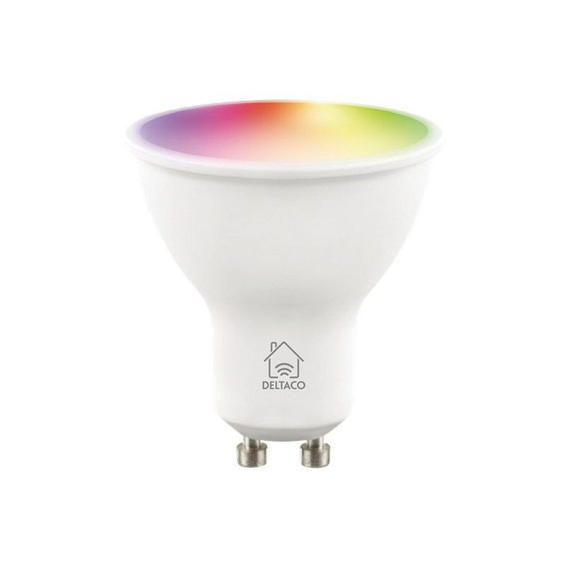 DELTACO LED Bulb, GU10, WIFI 2.4GHZ, 5W, 470LM, Dimmable, RGB, 2700K-6500K, 220-240V