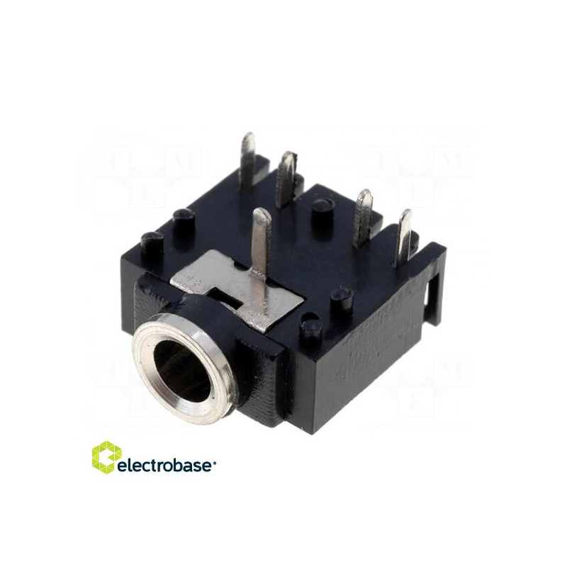 Lizdas, 3,5 mm, stereo, su įjungimo/išjungimo jungikliu, THT