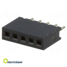 Socket, pin strip, Female, PIN:5, straight, 1.27 mm, THT, 1x5, 1A