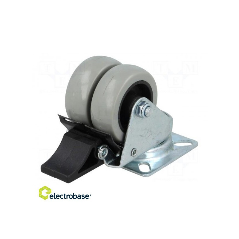 Transportavimo ratas, Ø: 50 mm, plotis: 36 mm, aukštis: 71 mm, dvigubi ratai, 100 kg