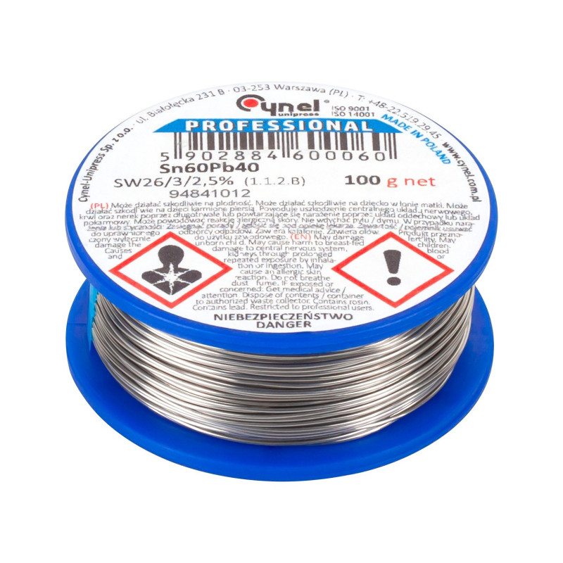 Litavimo alavas 2 mm / 100 g Sn60Pb40 CYNEL