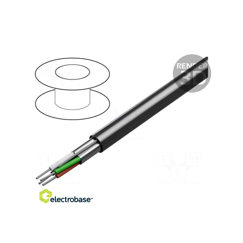 Laidas, RS232, 4x24AWG, balastas, Cu, Al-PET folija, PVC, chromas, 152 m