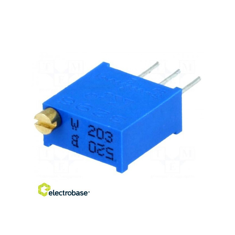 Potentiometer:mounting, multi-turn, 20k9, 500mW, THT, ±10%, linear