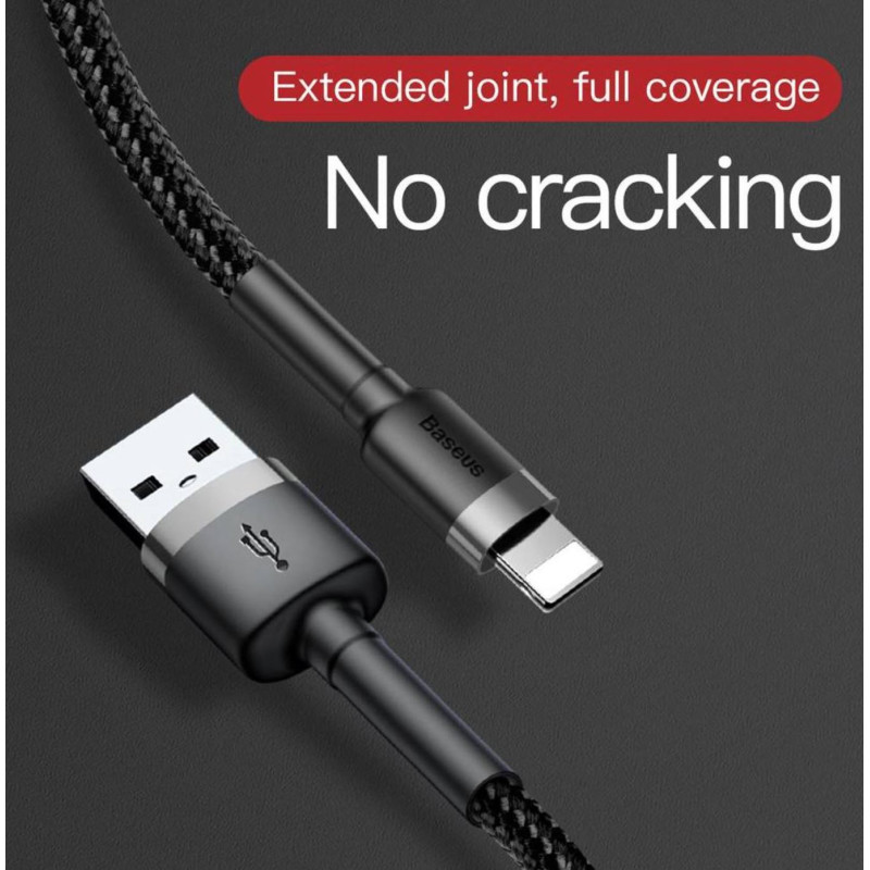 USB „Lightning“ kištukas / USB A kištukas 3,0 m, „Baseus CALKLF-RG1“ greitas 2,0 A, juodas
