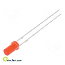 LED, 3 mm, red, 68÷100mcd, 140°, Front: flat, 1.8÷2.6 V, Pitch: 2.54 mm