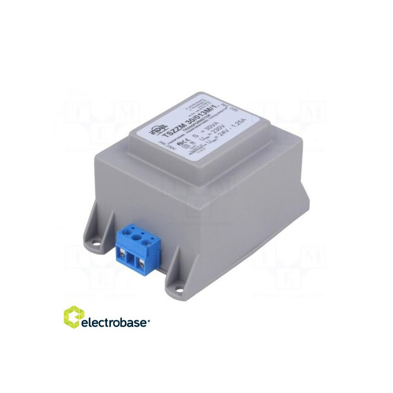 Transformatorius: kapsulėje 30VA 230VAC 24V 1.25A 600g IP00
