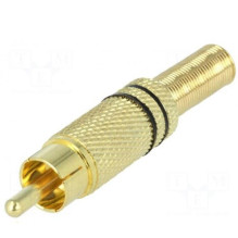 Kištukas, RCA, vyriškas, su įtempimo mažinimu, tiesus, lituojamas, 5 mm