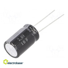 Kondensatorius: elektrolitinis, superkondensatorius, 10F, 2,8 V nuolatinė įtampa, ESR: 55 m?