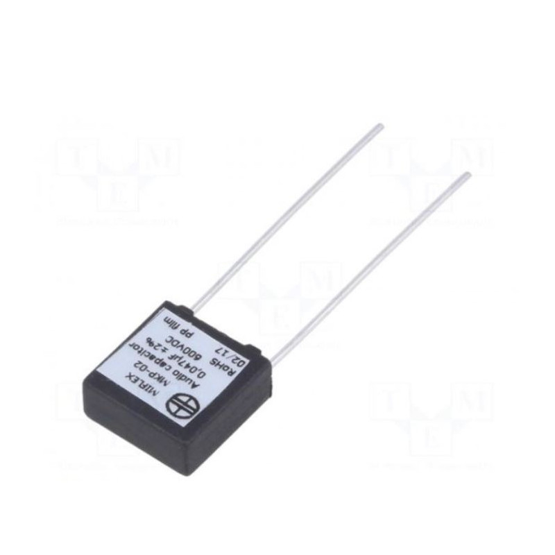 Kondensatorius: polipropilenas, 47nF, 600VDC, 10 mm, ±2%, 13x13,5x5,5 mm