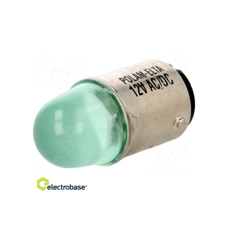 LED bulb green, BA15D, 230VAC