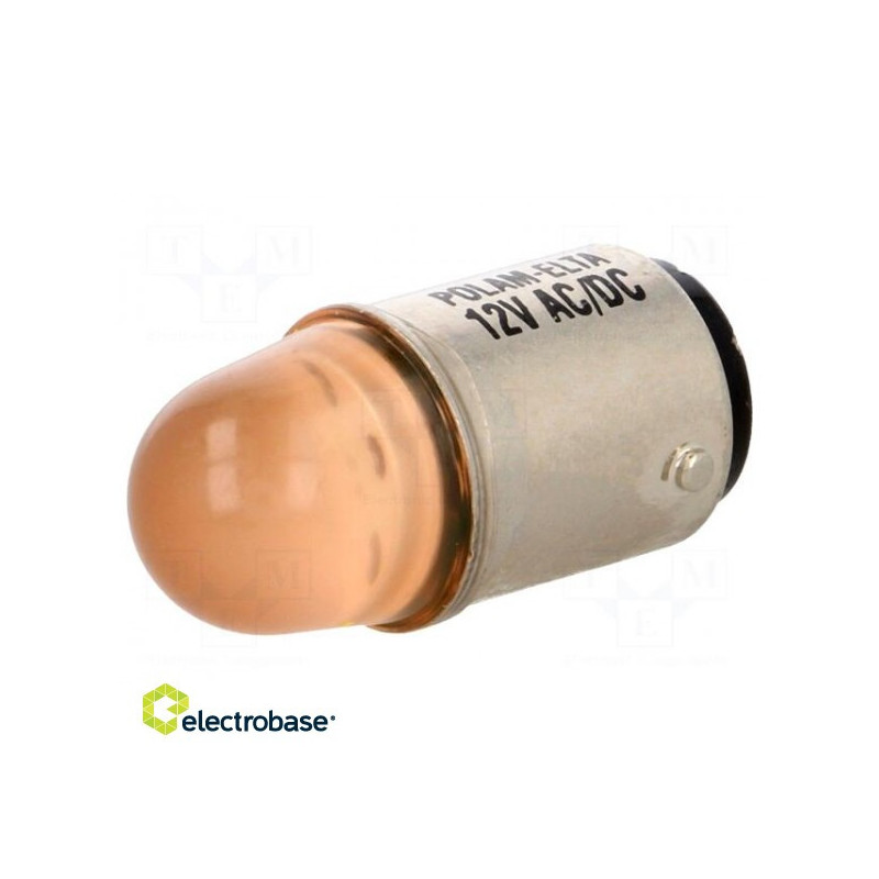 LED lamp orange, BA15D, 230VAC