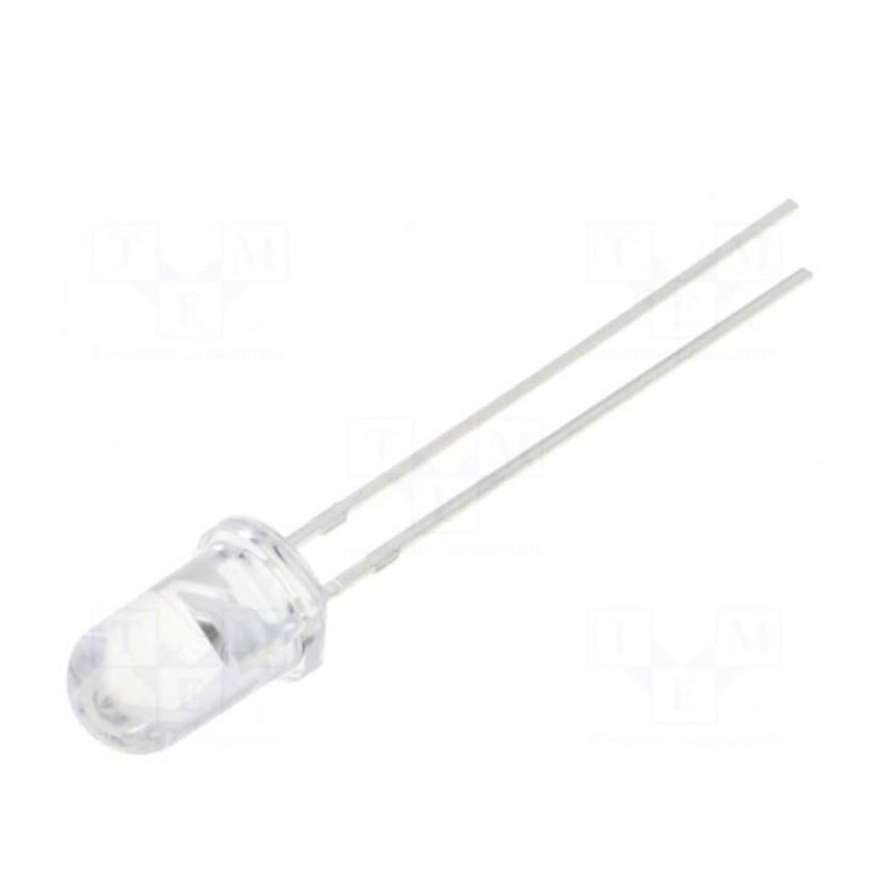 LED, 5 mm, cold white, 2180÷3000mcd, 15°, Front: curved, 2.6÷3.3V