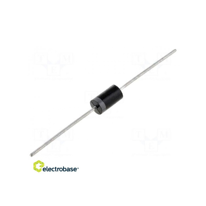 Diode: rectifier, THT, 1kV, 3A, Ammunition set, Ifsm:100A, DO201, Ir: 5uA