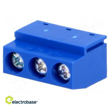 PCB terminal block, angle 90°, 5 mm, types:3, on PCB, 1.5 mm2, 8A