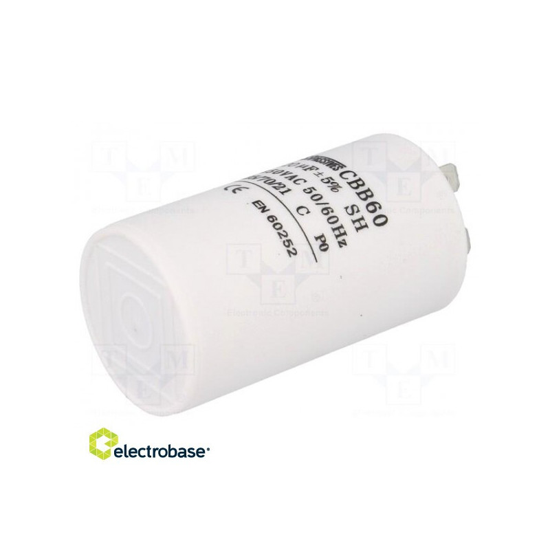 Kondensatorius: variklis, darbinis 20uF 450V ¨40x70mm -25÷70°C ±5% 3000h