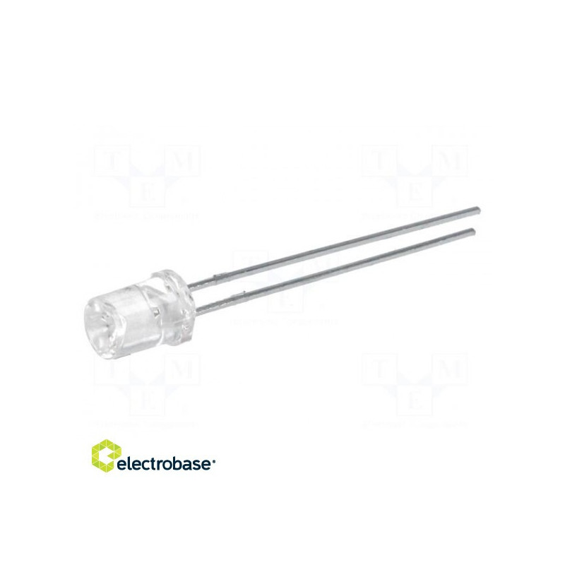LED, 5 mm, red, 30÷70mcd, 120°, 20mA, 1.6÷2.6 V, Front: recessed