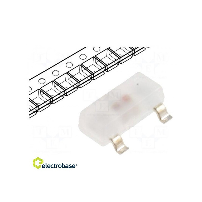 LED, SMD, SOT23, red / green, 3x1.3x1.05mm, 140°, 20mA, Lens: diffuse