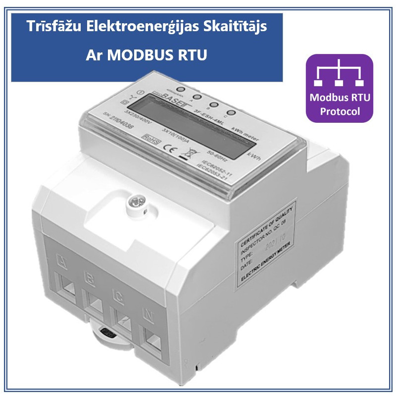 Three-phase electricity meter ProBase™, MODBUS RTU protocol for remote reading of readings