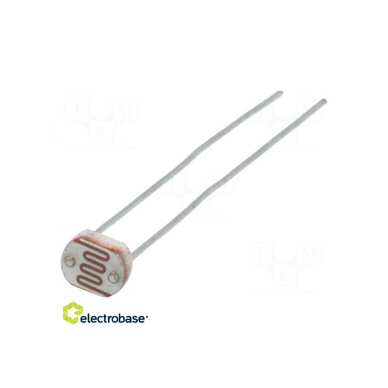 Fotorezistorius, 100mW, 45÷140k9, 540 nm, THT, 150VDC, LED Ø: 5 mm
