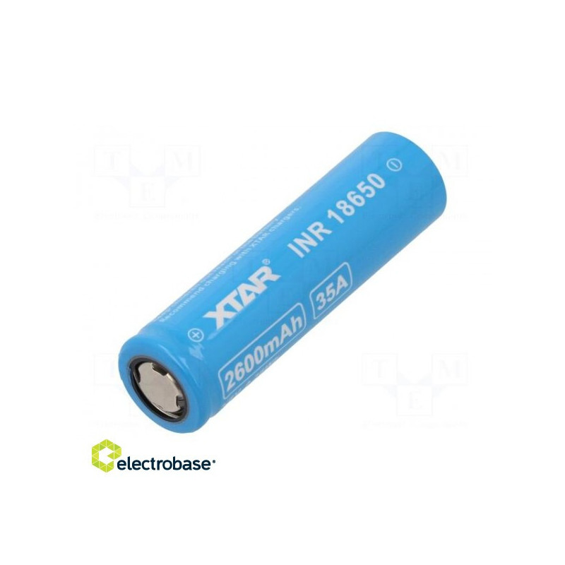 Baterija: Ličio jonų, 18650, MR18650, 3,6 V, 2600 mAh, Ø18,6 x 65 mm, 30 A
