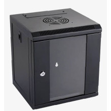 12U 10 colių 10' sieninė spintelė / 300 x 310 x 450 mm / juoda / su galine panele / surinkta