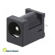 Lizdas, nuolatinės srovės maitinimo šaltinis, kištukas, 5,5 / 2,1 mm, 5,5 mm, 2,1 mm, THT, 1A, -25÷85°C