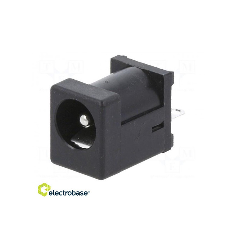 Lizdas, nuolatinės srovės maitinimo šaltinis, kištukas, 5,5 / 2,1 mm, 5,5 mm, 2,1 mm, THT, 1A, -25÷85°C