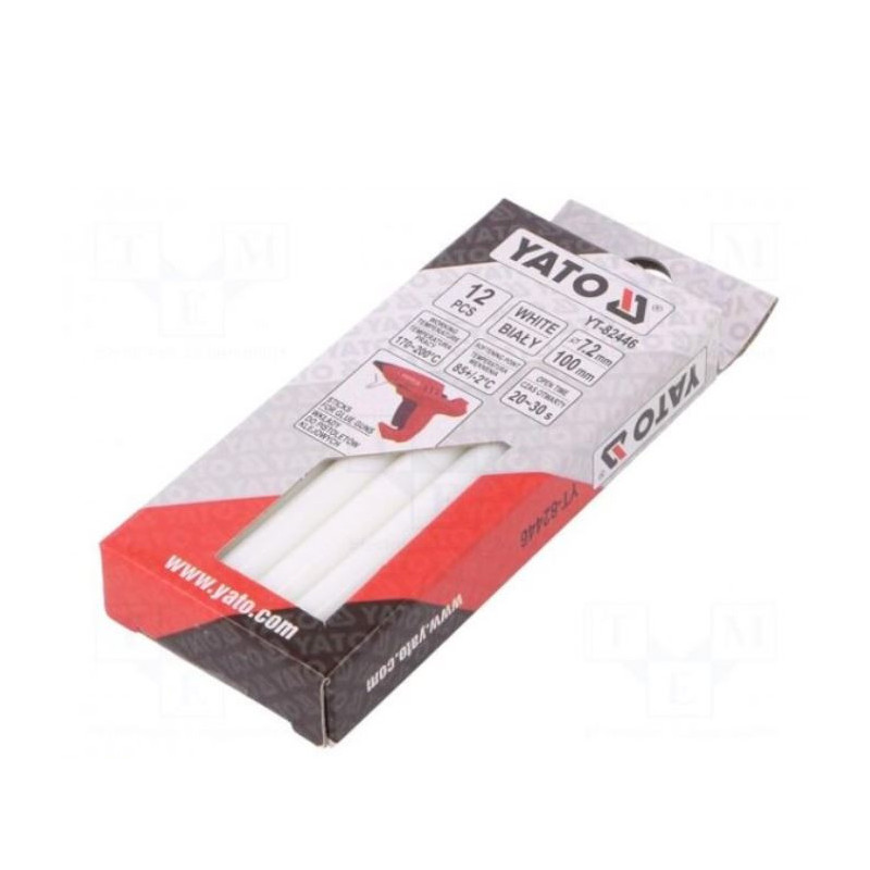 Hot melt glue, Ø: 7.2 mm, white, L:100mm, Bonding time: 20÷30s, 12 pcs.