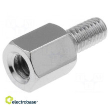 Screw-in spacer sleeve, Int.thread: M4, 8 mm, External thread: M4, brass