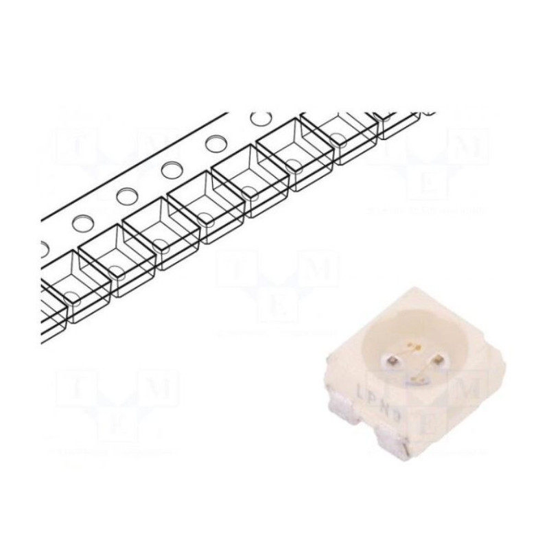 LED, SMD, 3528, PLCC4, red, 71÷140mcd, 3.5x2.8x1.75 mm, 60°, 1.9÷2.6 V
