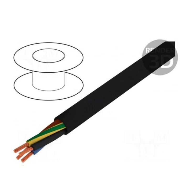 Laidas, HELUPOWER® 1000, apvalus, balastas, Cu, 4G6mm2, PVC, juodas