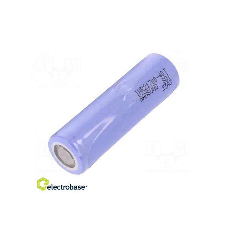 Baterija: ličio jonų, 21700, 3,6 V, 4000 mAh, Ø21,22 x 70,3 mm, 35 A